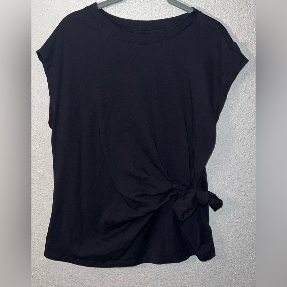 EUC L Old Navy Tie-Front Black S/S T-Shirt Tee